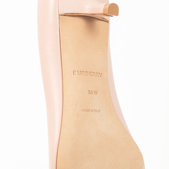 Burberry Ezra 40 Pink Leather TB-Monogram Pointed-Toe Pumps - Picture 5 of 10